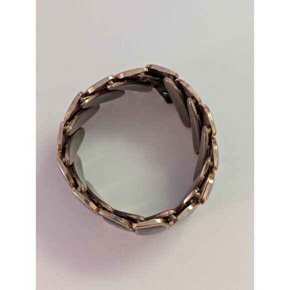 Vintage Gold-Tone & Black Enamel Hinged Bracelet Made In Hong Kong - Picture 2 of 3